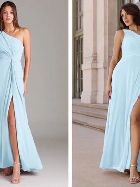 Azazie One-Shoulder Pastel Blue Gown